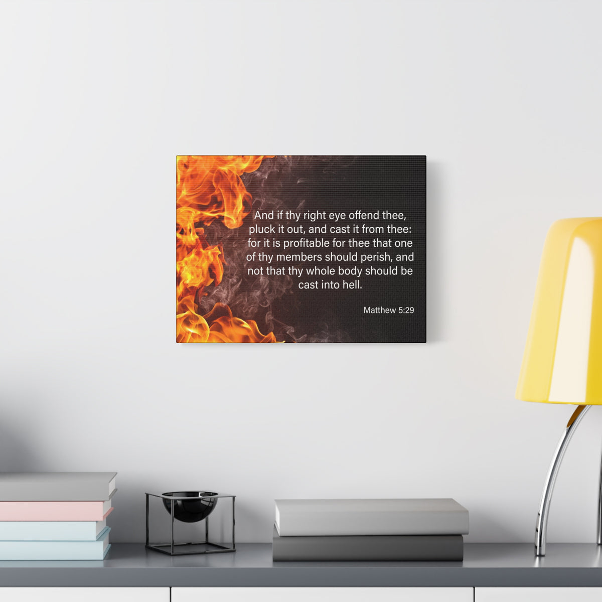 Scripture Canvas Pluck the Right Eye Matthew 5:29 Christian Wall Art Bible Verse Print Ready to Hang