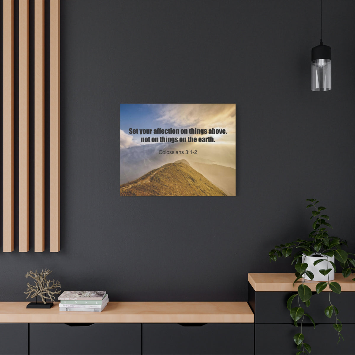 Scripture Canvas Set Your Affection Colossians 3:2 Christian Wall Art Bible Verse Print Ready to Hang