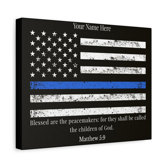 Scripture Walls Personalized Matthew 5:9 Police Officer Badge Bible Canvas Christian Wall Art Ready to Hang Unframed