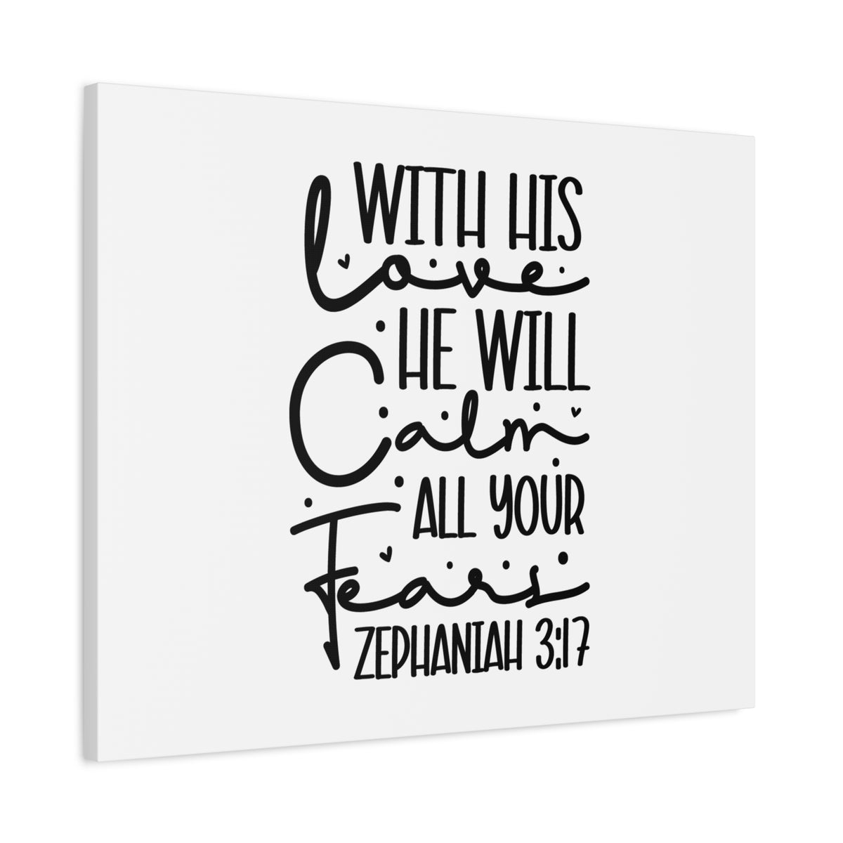 Scripture Canvas With His Love Zephaniah 3:17 Christian Wall Art Bible Verse Print Ready to Hang
