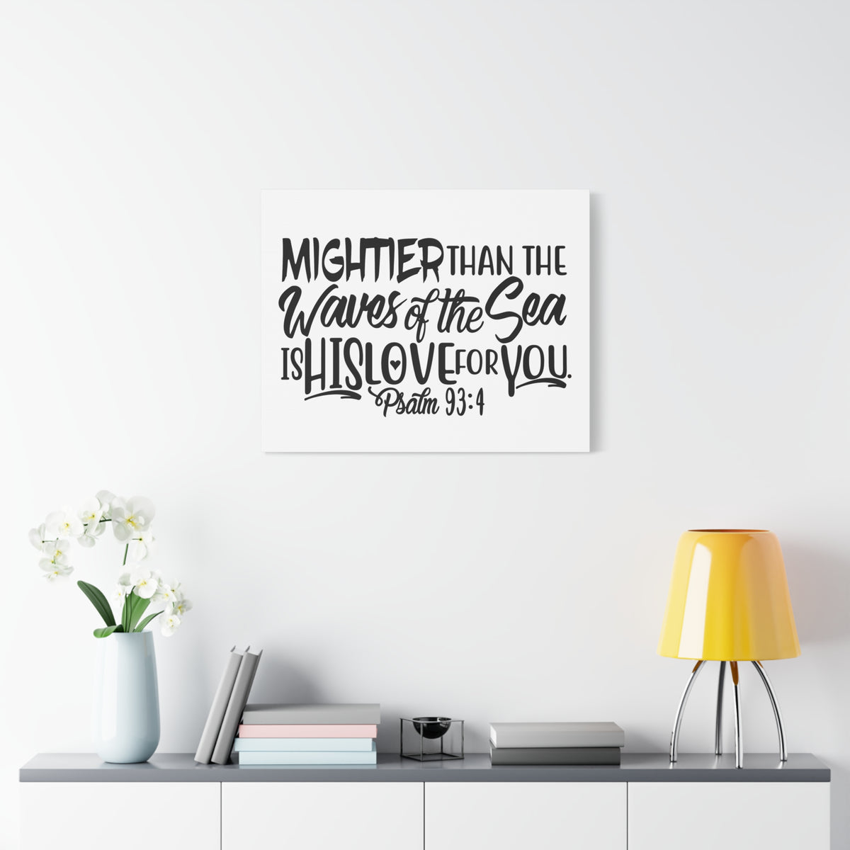 Scripture Canvas Mightier Than The Waves Psalm 93:4 Christian Wall Art Bible Verse Print Ready to Hang