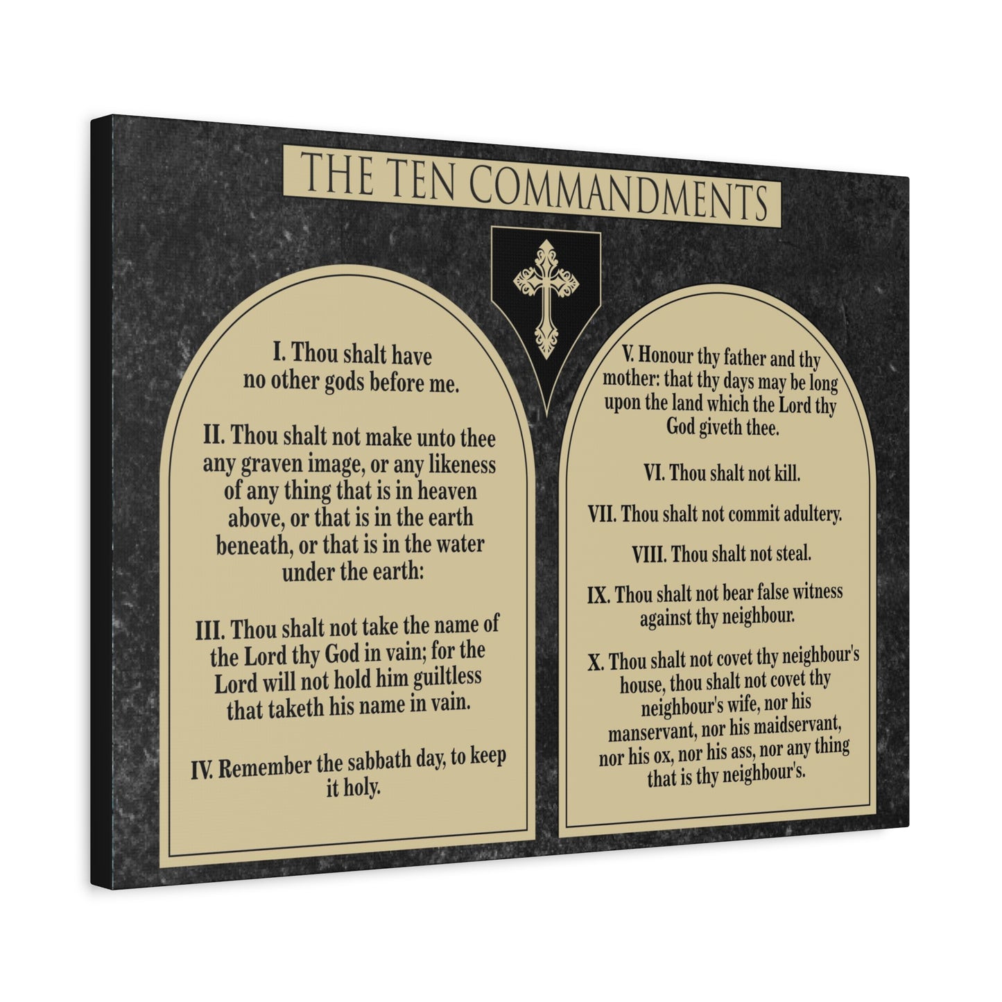 Scripture Canvas Ten Commandments Tablets Brown Christian Wall Art Print Ready to Hang
