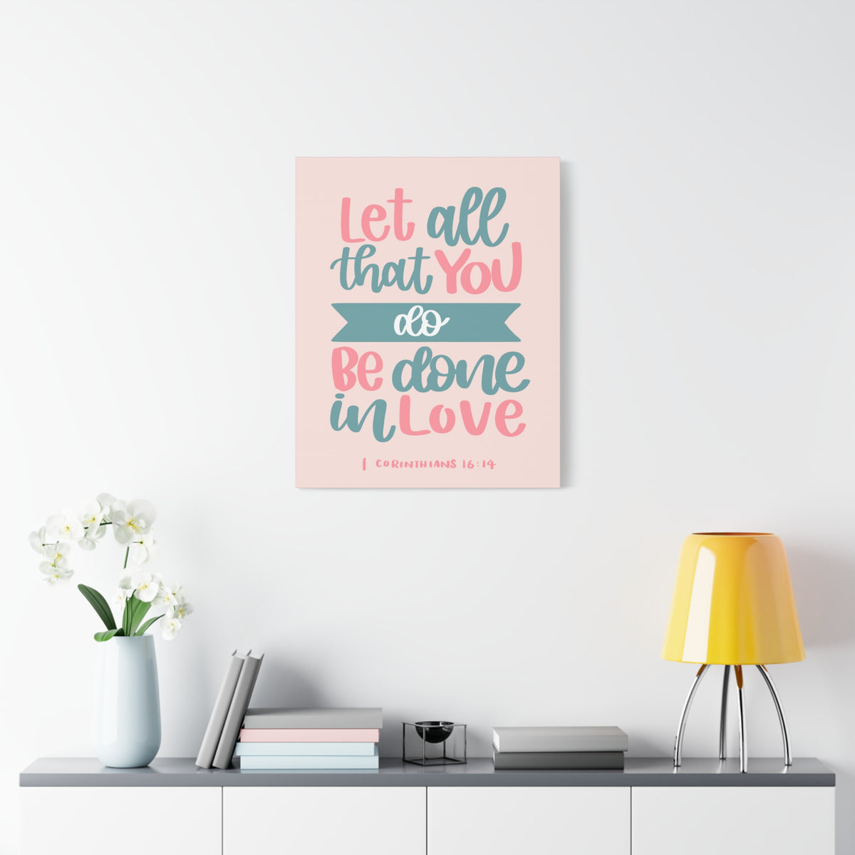 Scripture Canvas Be Done In Love 1 Corinthians 16:14 Christian Wall Art Bible Verse Print Ready to Hang