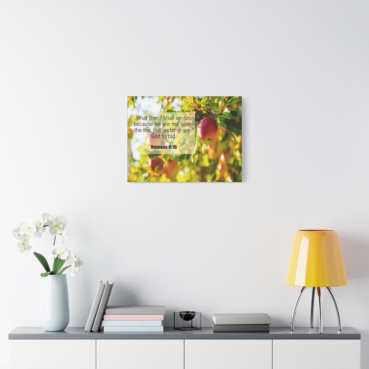 Scripture Canvas God Forbid Romans 6:15 Christian Wall Art Bible Verse Print Ready to Hang