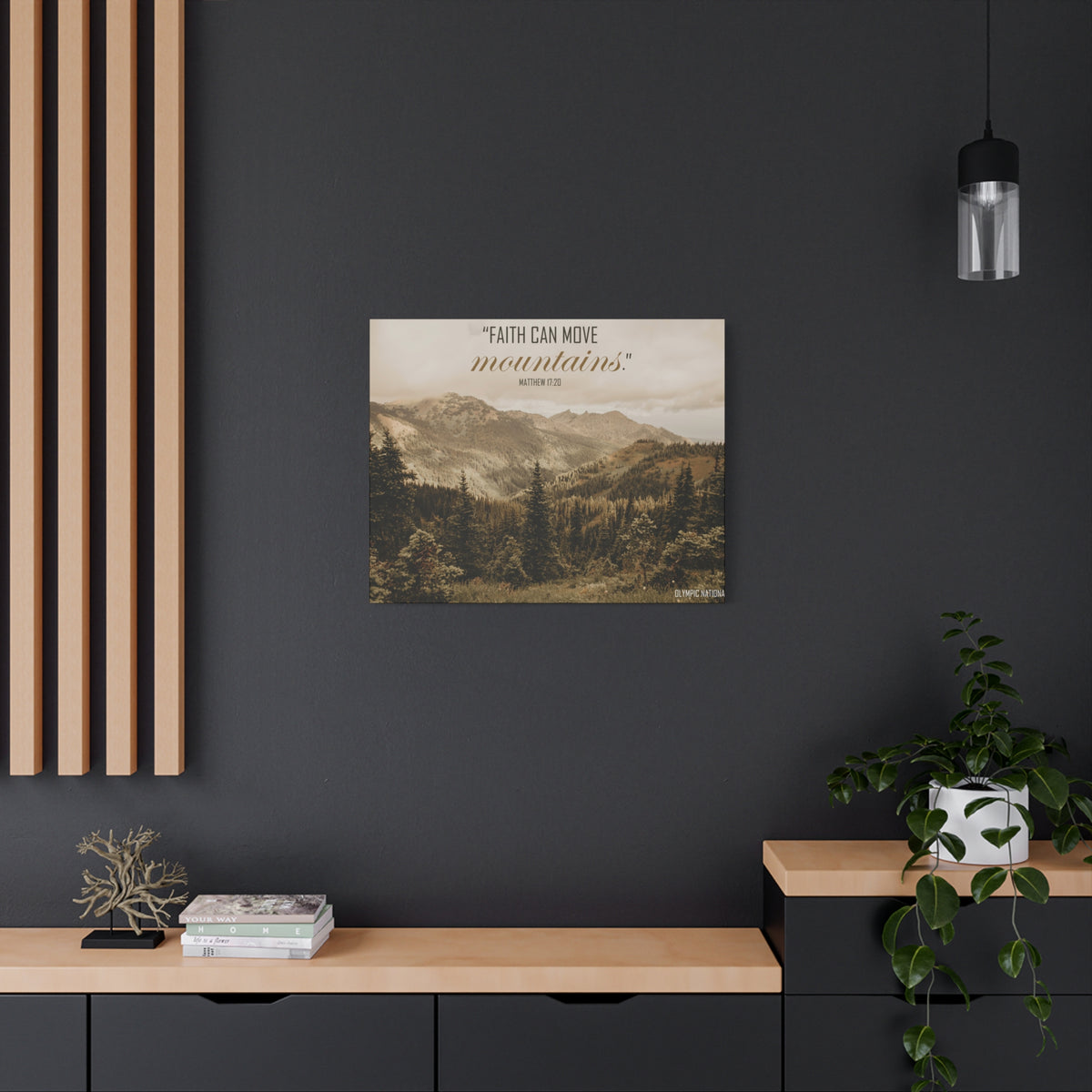 Scripture Canvas Faith Can Move Matthew 17:20 Christian Wall Art Bible Verse Print Ready to Hang