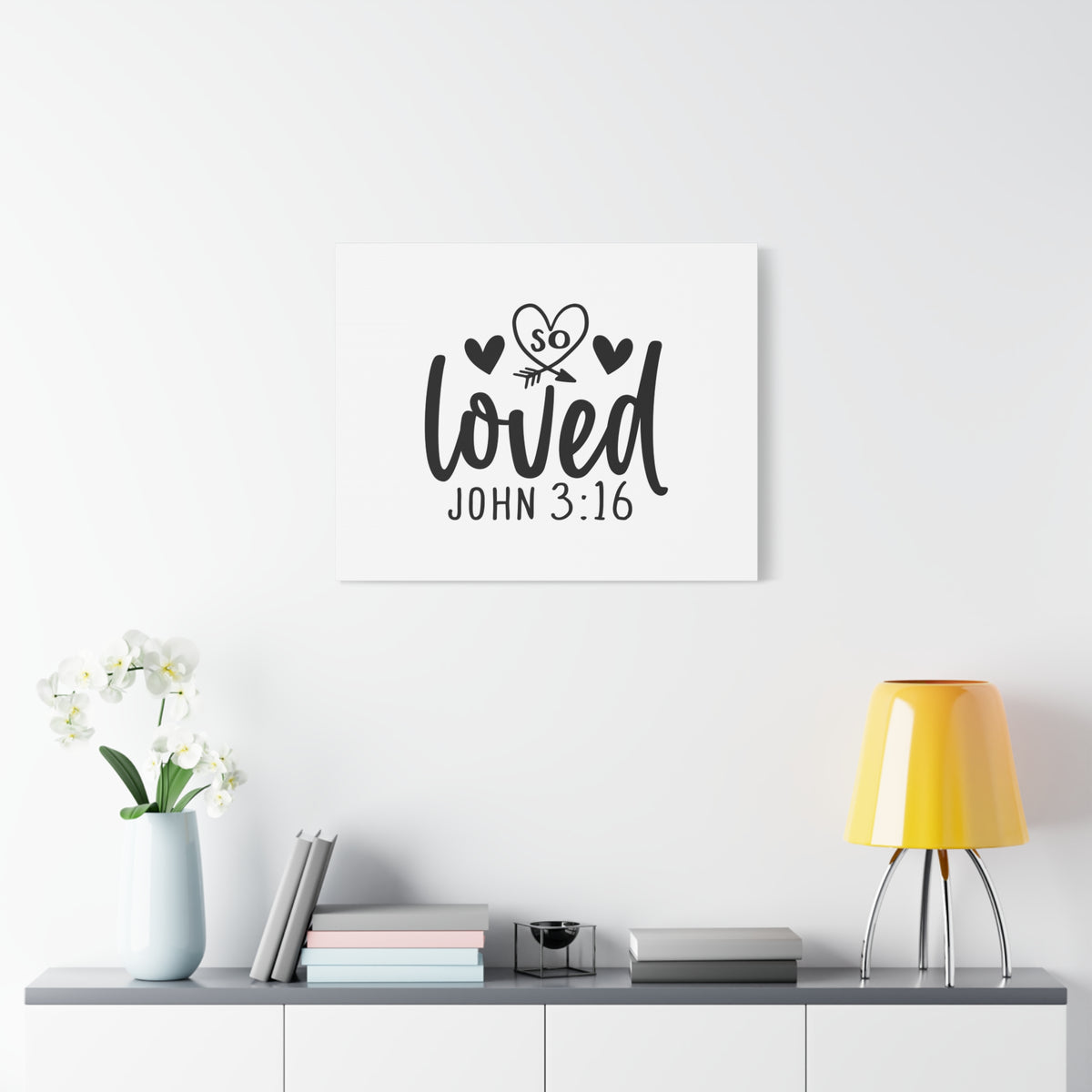 Scripture Canvas So Loved John 3:16 Christian Wall Art Bible Verse Print Ready to Hang