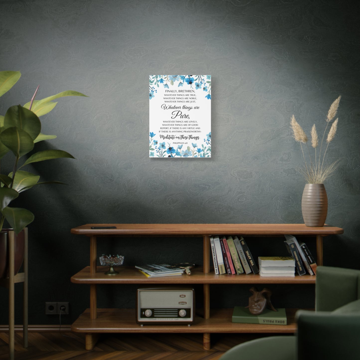 Scripture Walls Philippians 4:8 Meditate on Pure Things Bible Verse Canvas Christian Wall Art Ready to Hang Unframed