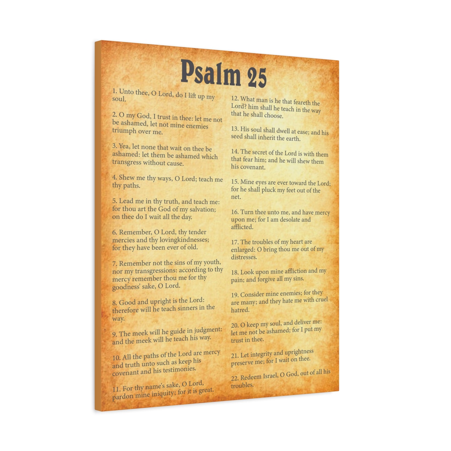 Scripture Walls Psalm 25 Gold Bible Chapter Canvas Christian Wall Art Ready to Hang