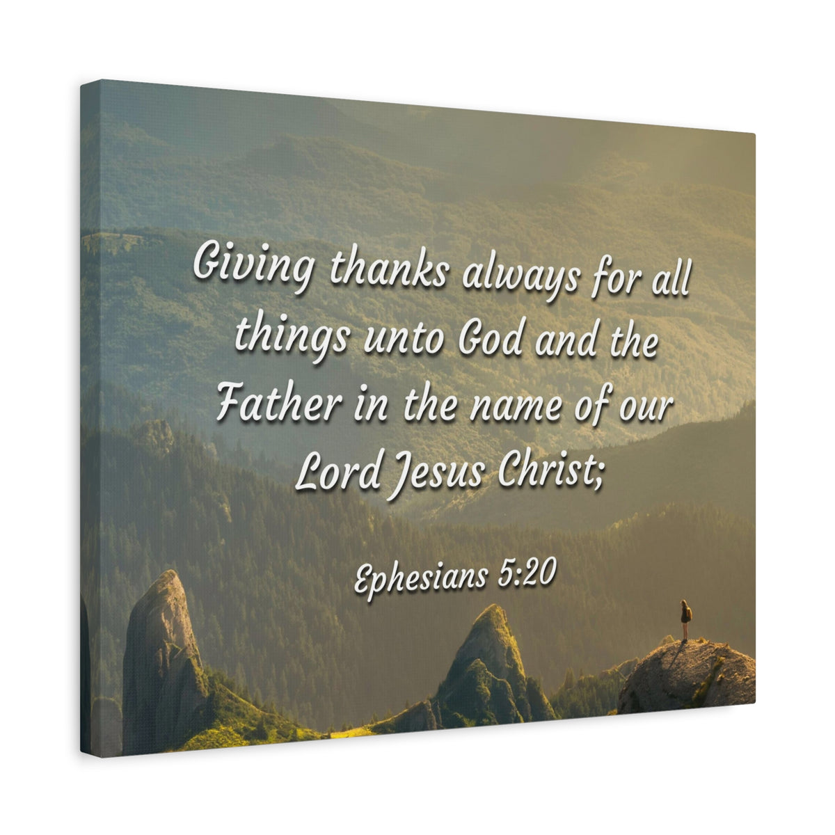 Scripture Canvas In The Name Ephesians 5:20 Christian Wall Art Bible Verse Print Ready to Hang
