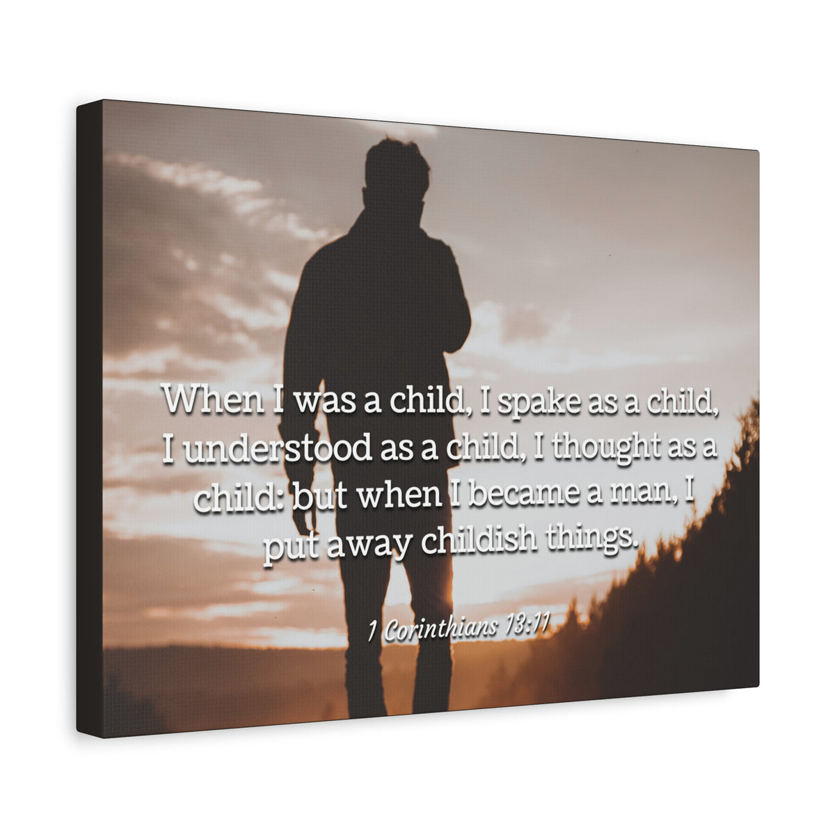 Scripture Canvas Childish Things 1 Corinthians 13:11 Christian Wall Art Bible Verse Print Ready to Hang