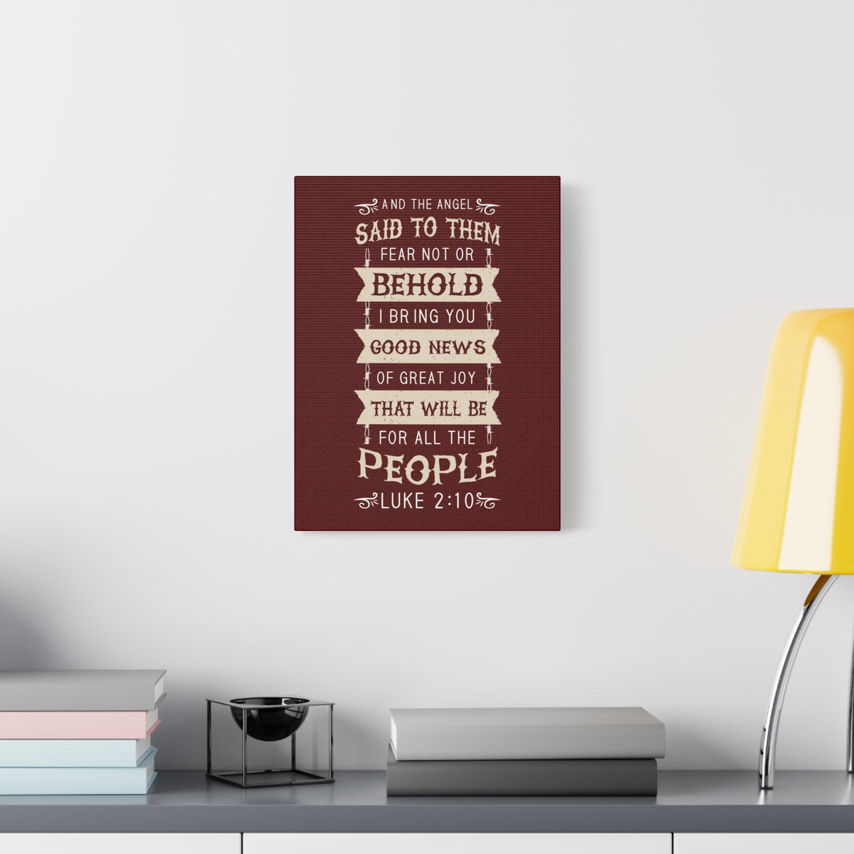 Scripture Canvas Great Joy Luke 2:10 Christian Wall Art Bible Verse Print Ready to Hang