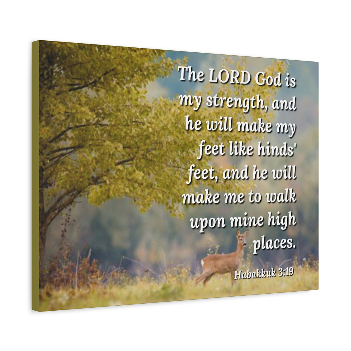Scripture Canvas My Strength Habakkuk 3:19 Christian Wall Art Bible Verse Print Ready to Hang