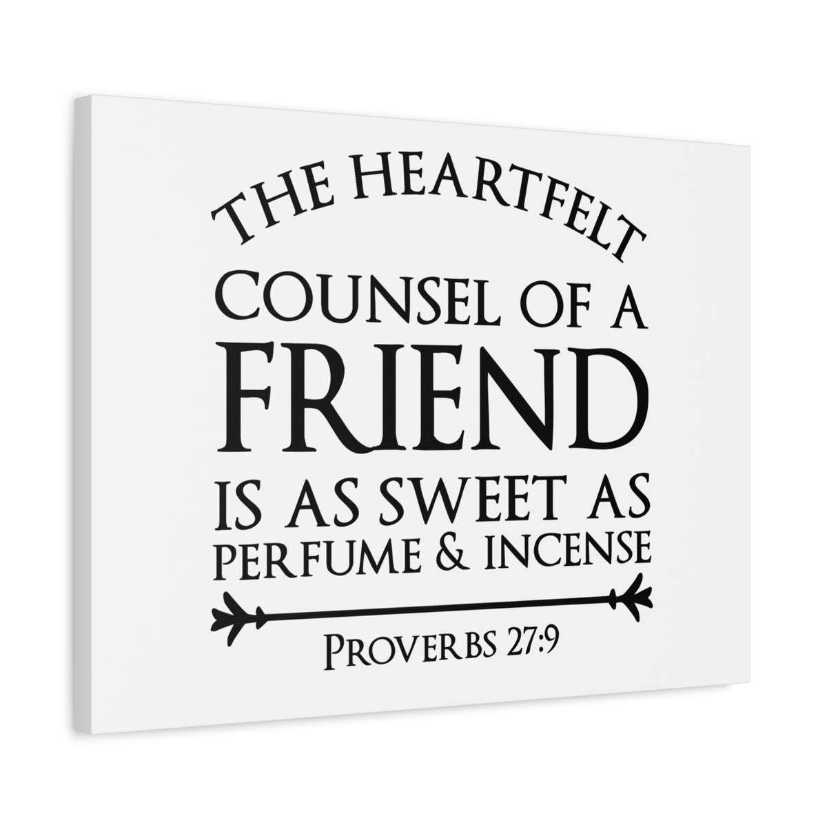 Scripture Canvas Heartfelt Counsel Proverbs 27:9 Christian Wall Art Bible Verse Print Ready to Hang