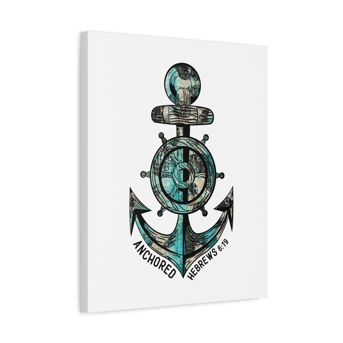 Scripture Canvas Blue Anchored Hebrews 6:19 Christian Wall Art Bible Verse Print Ready to Hang