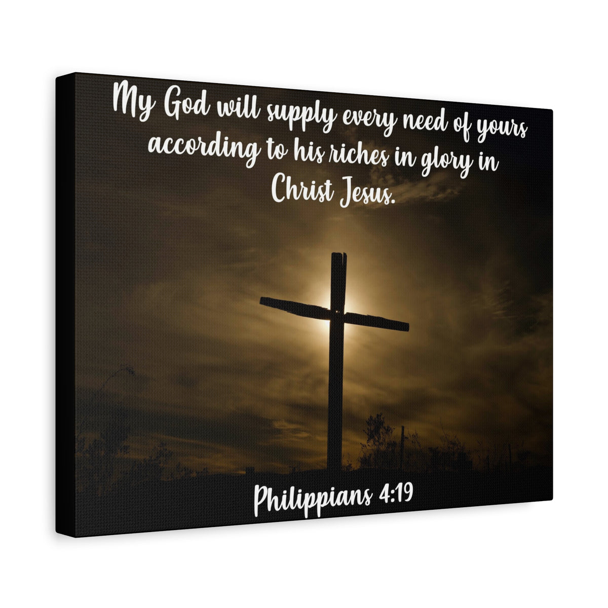 Scripture Canvas All Your Need Philippians 4:19 Christian Wall Art Bible Verse Print Ready to Hang