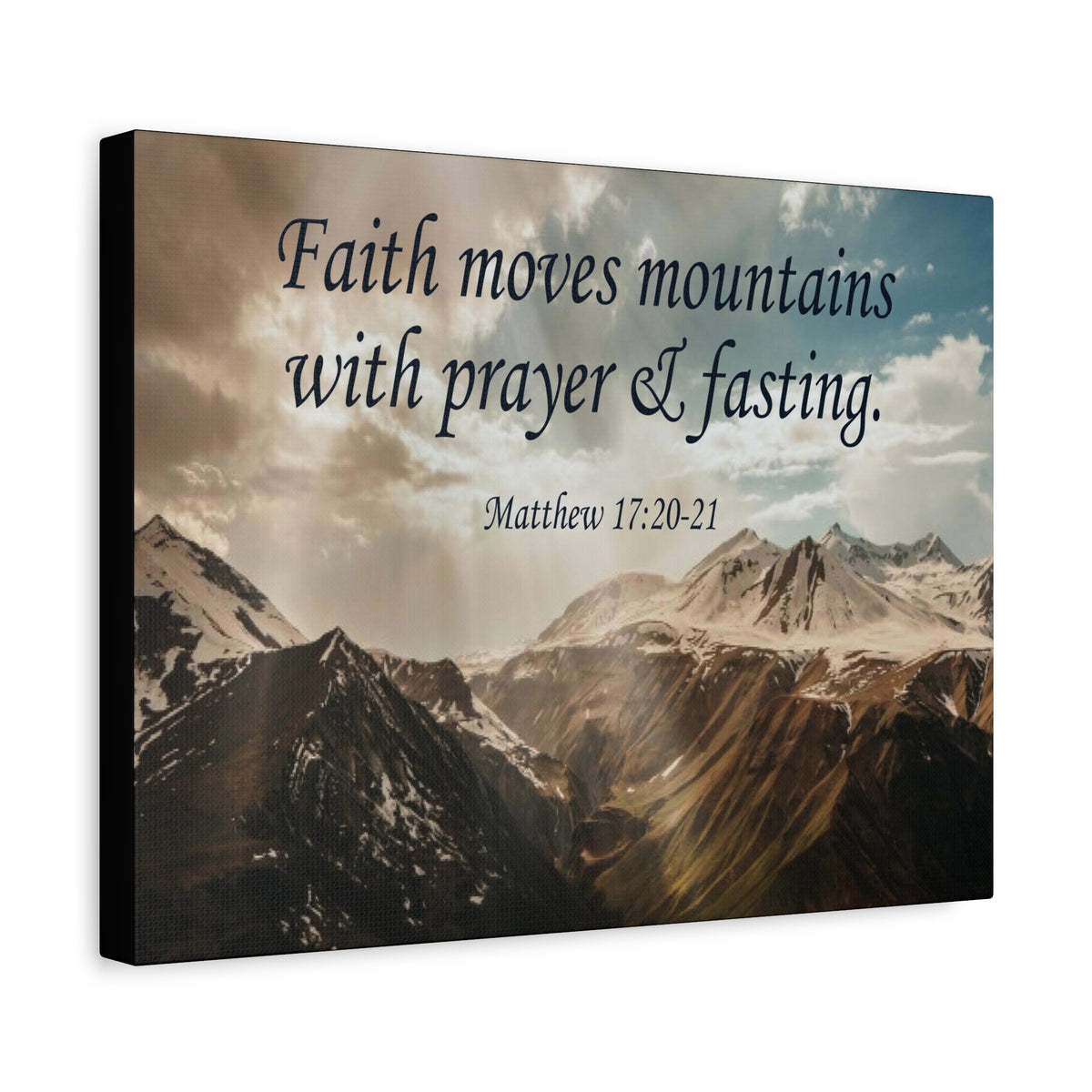 Scripture Canvas Faith Moves Mountains Matthew 17:20-21 Christian Wall Art Bible Verse Print Ready to Hang