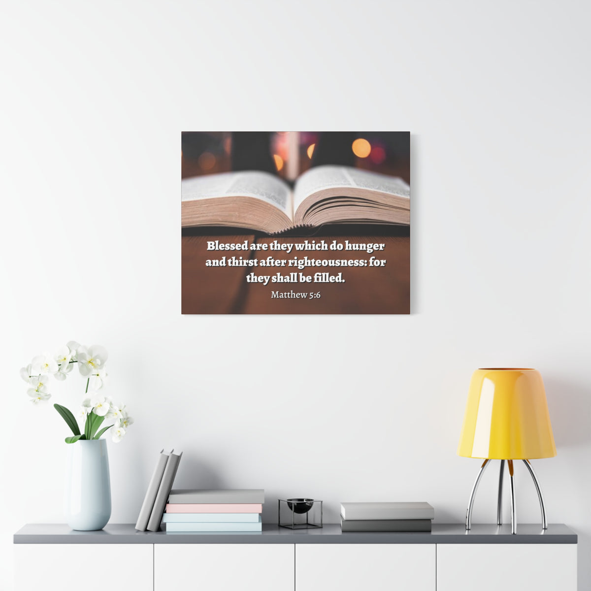 Scripture Canvas Be Filled Matthew 5:6 Christian Wall Art Bible Verse Print Ready to Hang