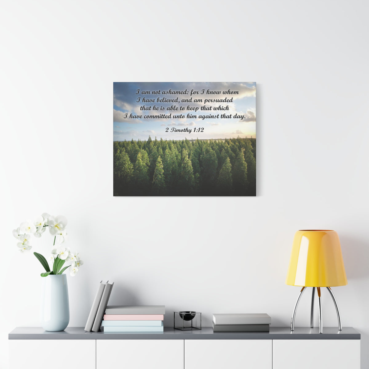 Scripture Canvas Not Ashamed 2 Timothy 1:12 Christian Wall Art Bible Verse Print Ready to Hang