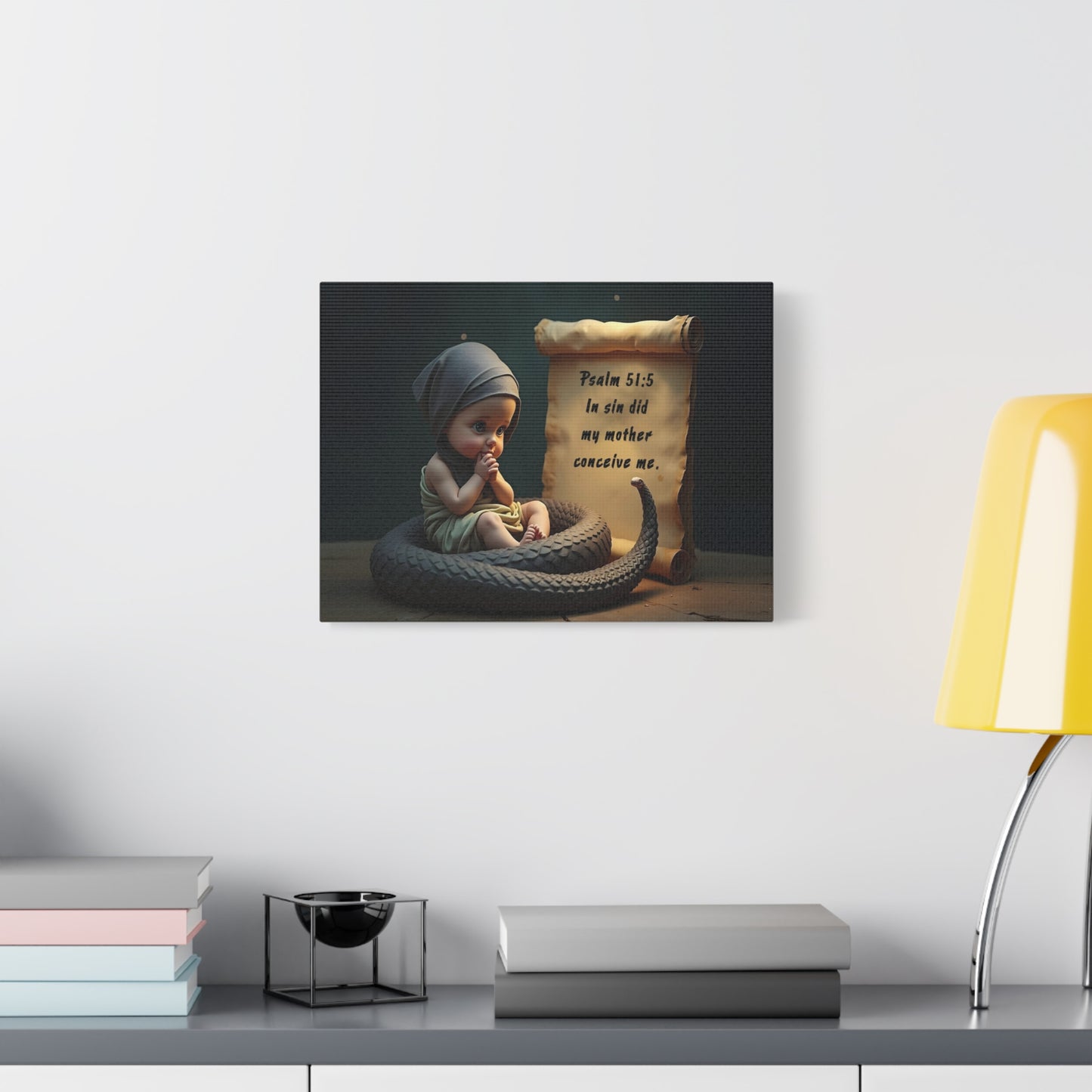 Scripture Walls Psalm 51:5 Viper in a Diaper Bible Verse Canvas Christian Wall Art Ready to Hang Unframed