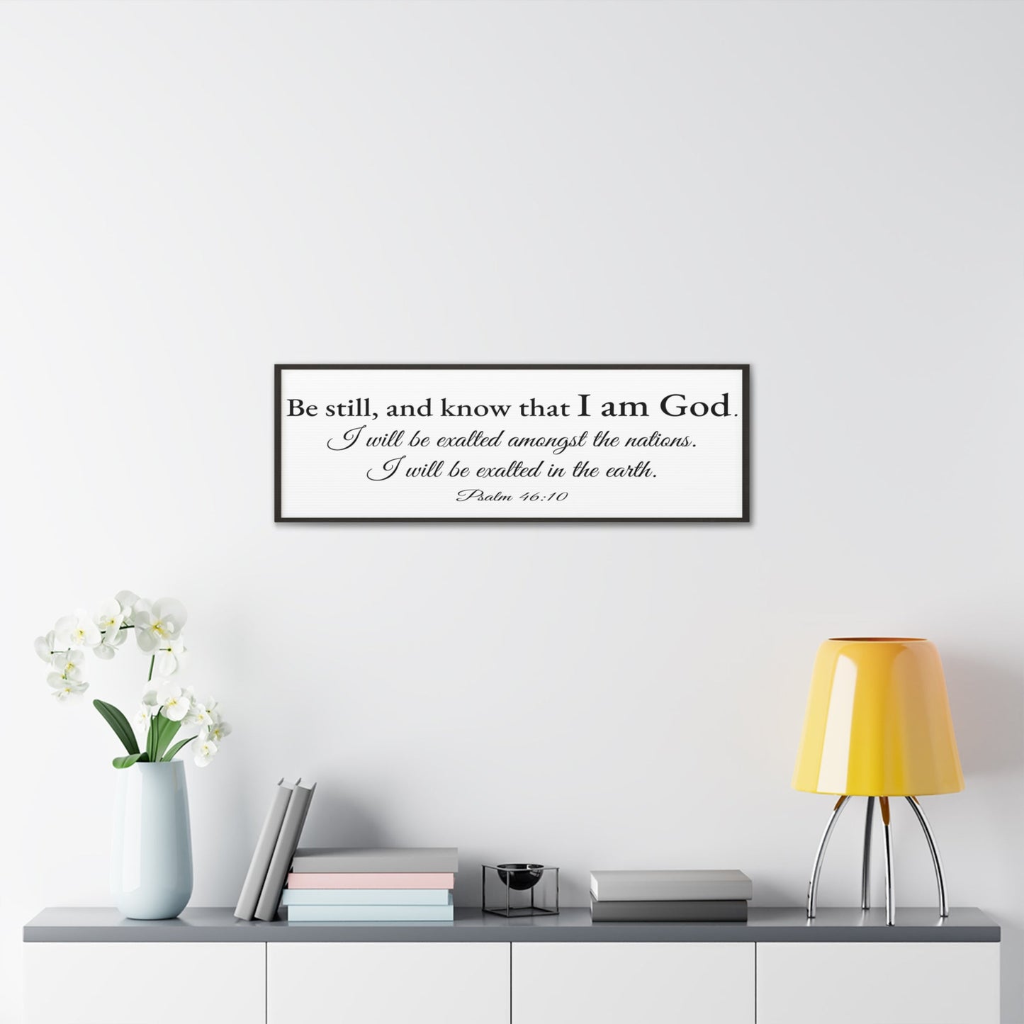 Scripture Walls Psalm 46:10 White Bible Verse Canvas Christian Wall Art Ready to Hang Unframed-Express Your Love Gifts