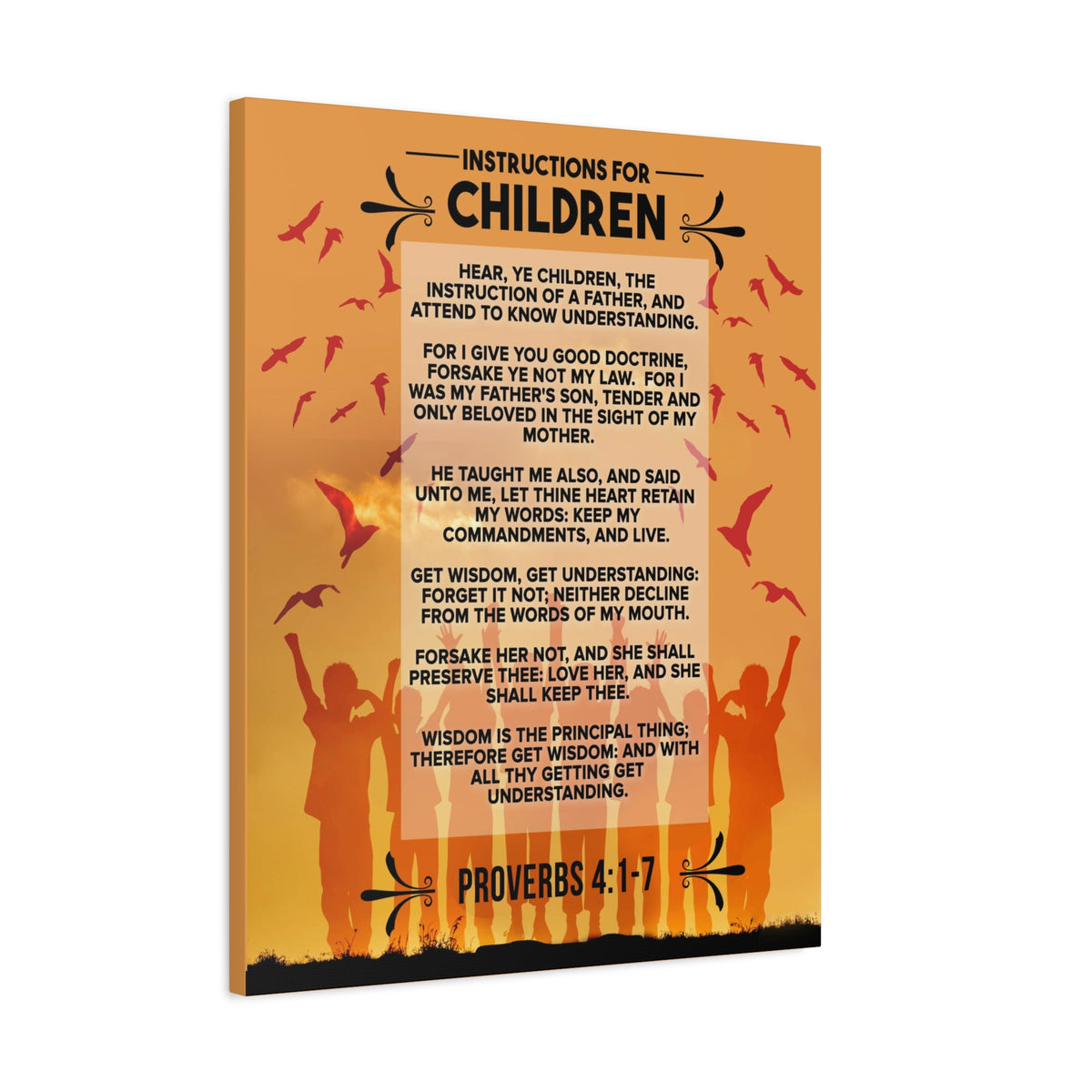 Scripture Canvas Instructions for Children Proverbs 4:1‭-‬7 Christian Wall Art Bible Verse Print Ready to Hang