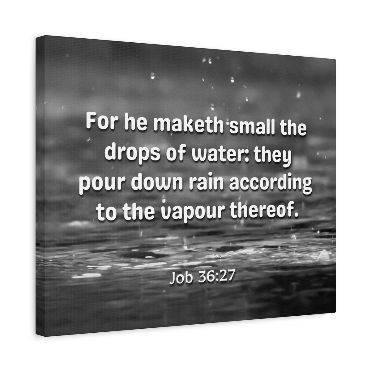 Scripture Canvas Drops Of Water Job 36:27 Christian Wall Art Bible Verse Print Ready to Hang