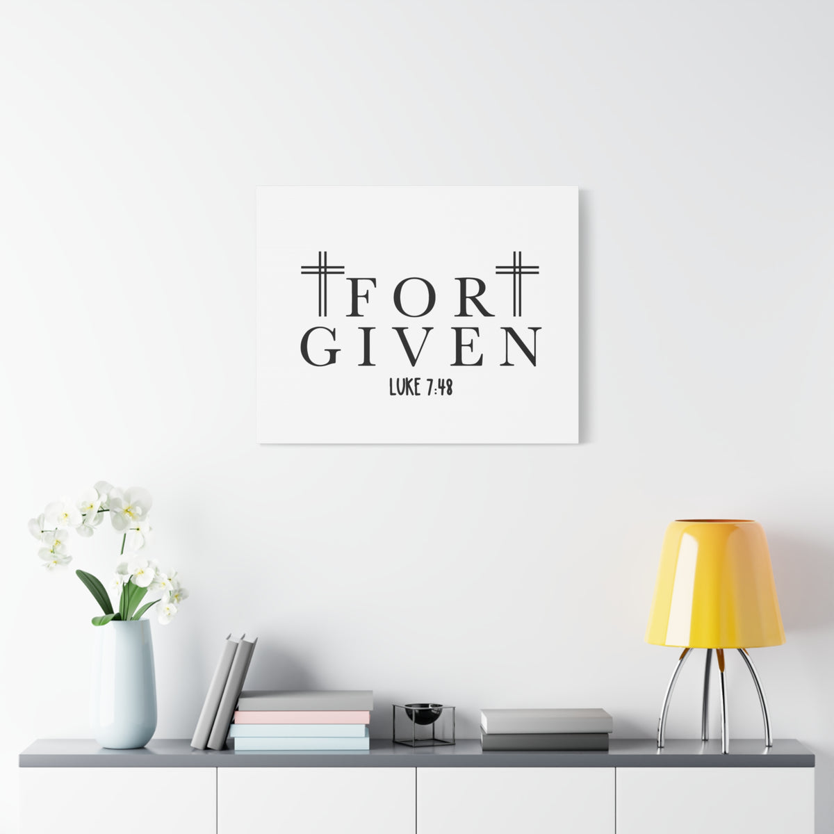 Scripture Canvas Forgiven Luke 7:48 Christian Wall Art Bible Verse Print Ready to Hang
