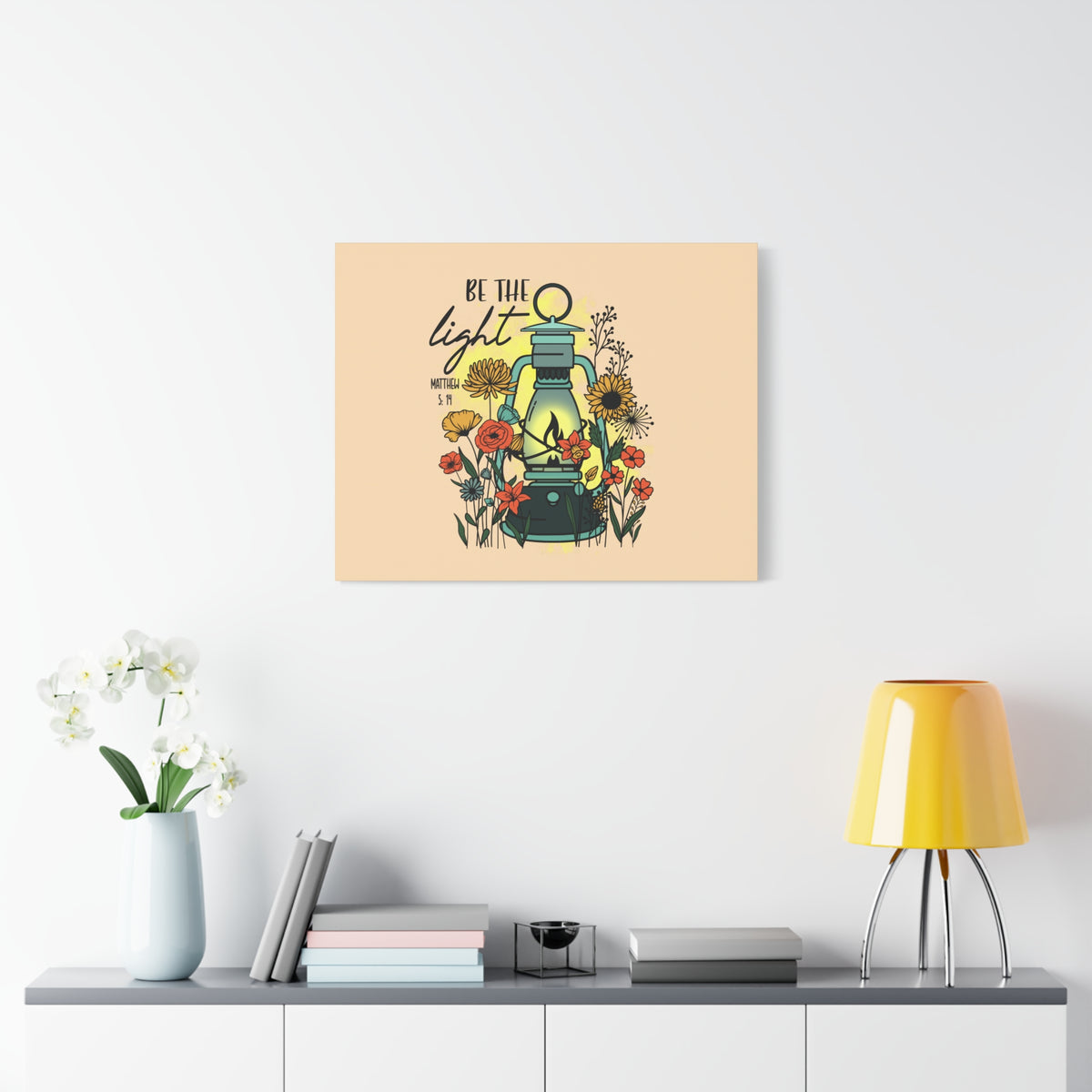 Scripture Canvas Be The Light Matthew 5:14 Lighthouse Christian Wall Art Bible Verse Print Ready to Hang