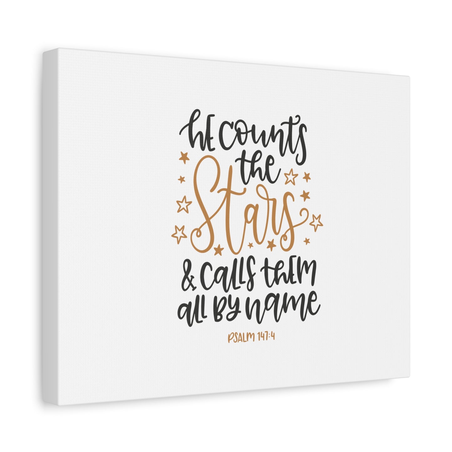 Scripture Canvas Calls Them Psalm 147:4 Christian Wall Art Bible Verse Print Ready to Hang