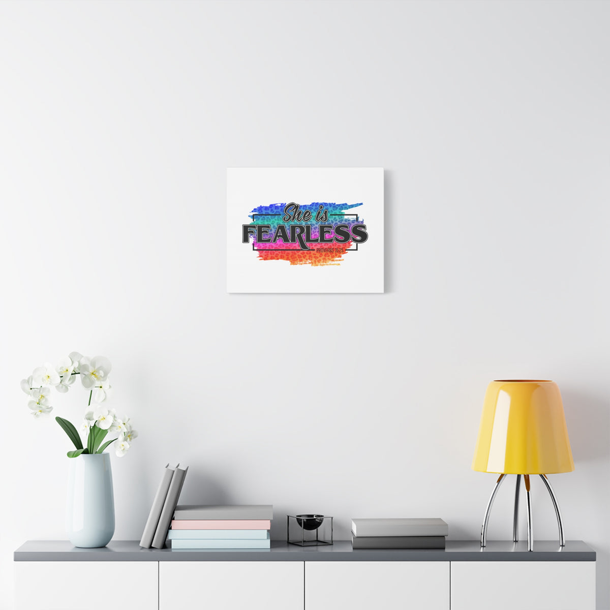 Scripture Canvas She Is Fearless Proverbs 31:25 Christian Wall Art Bible Verse Print Ready to Hang