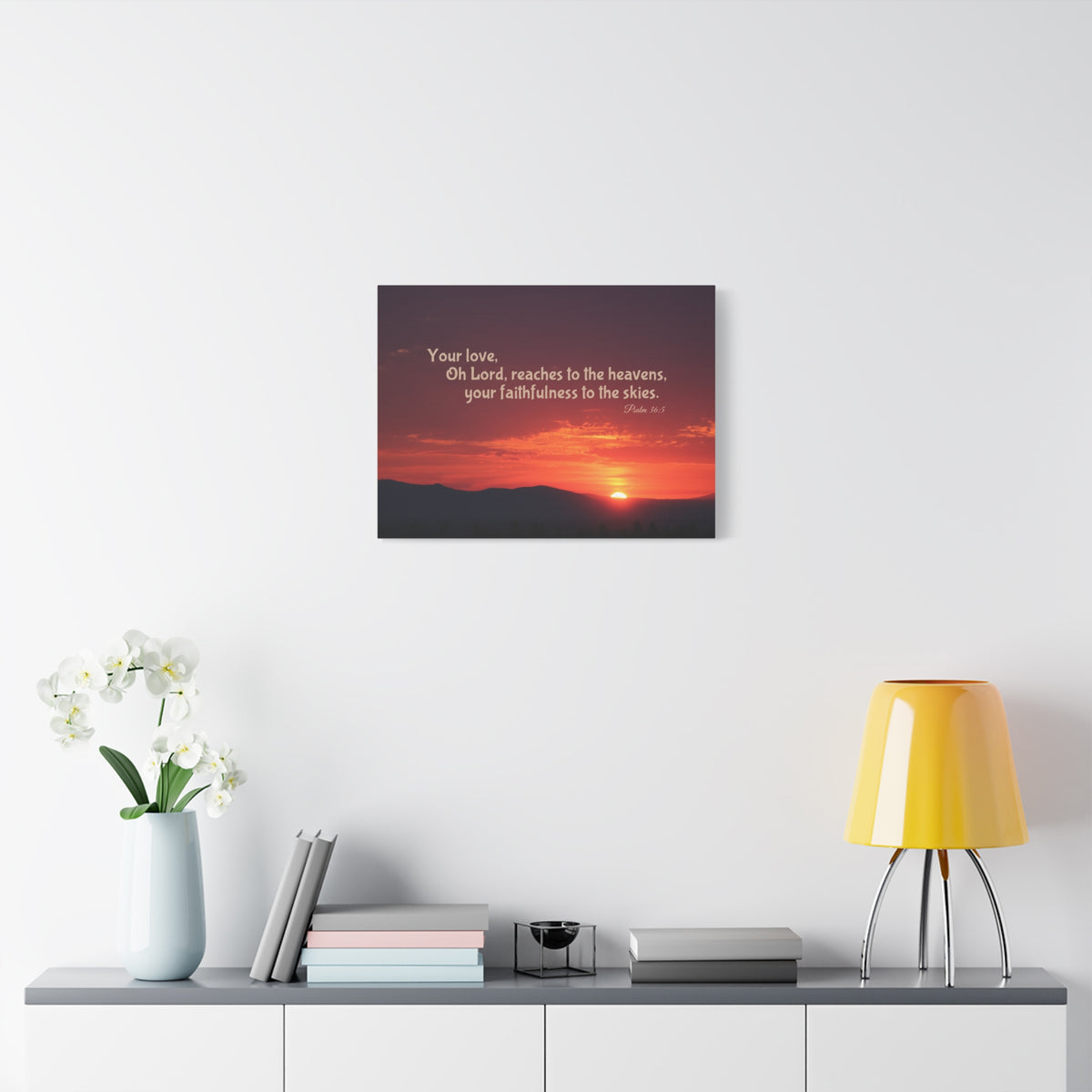 Scripture Canvas Reaches To The Heavens Psalm 36:5 Christian Wall Art Bible Verse Print Ready to Hang