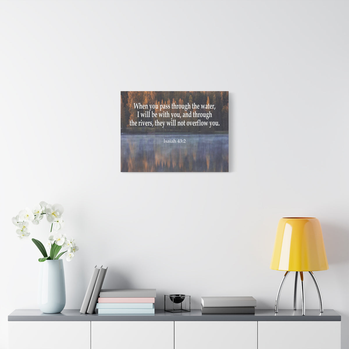 Scripture Canvas Pass Trough the Water Isaiah 43:2 Christian Wall Art Bible Verse Print Ready to Hang