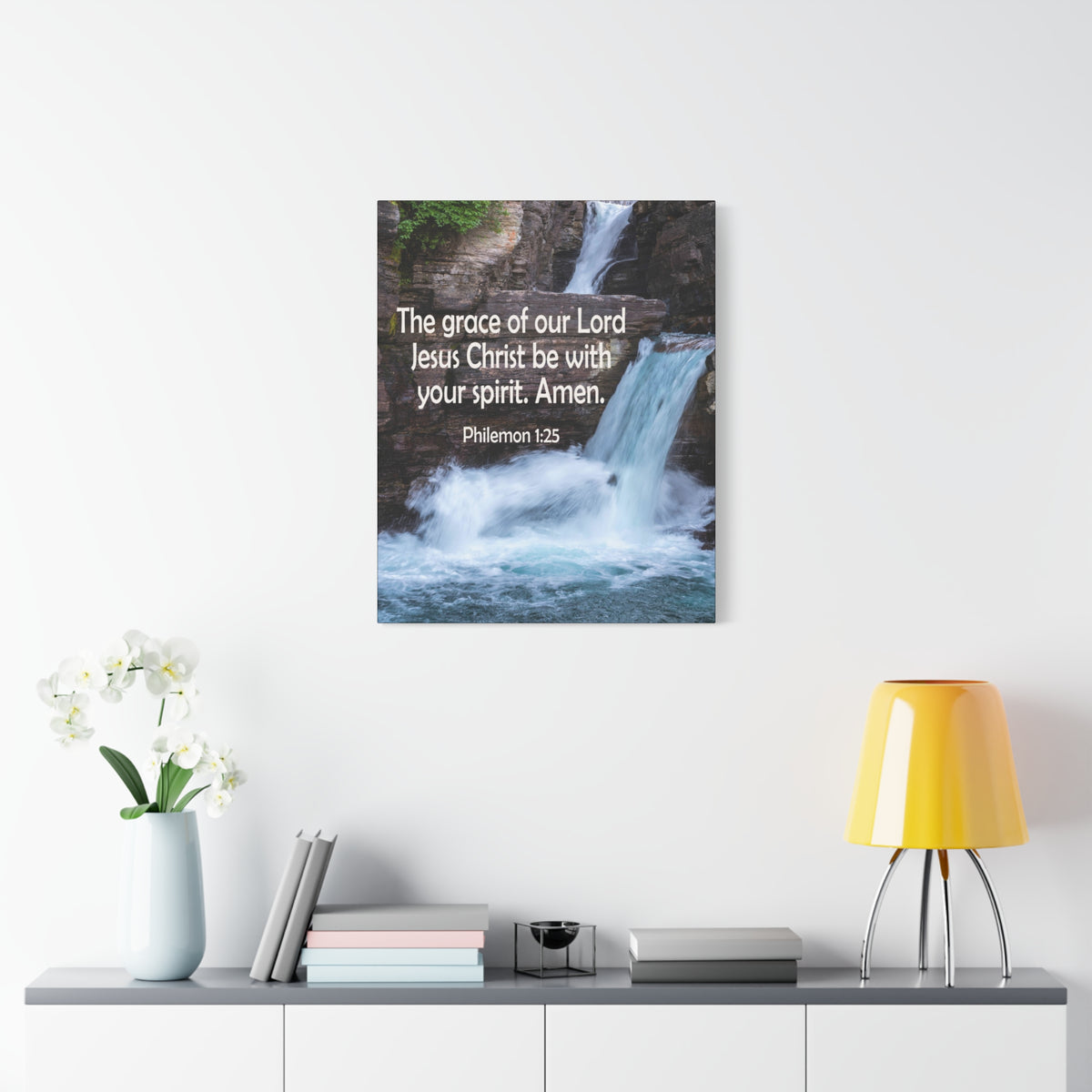 Scripture Canvas The Grace of Lord Philemon 1:25 Christian Wall Art Bible Verse Print Ready to Hang