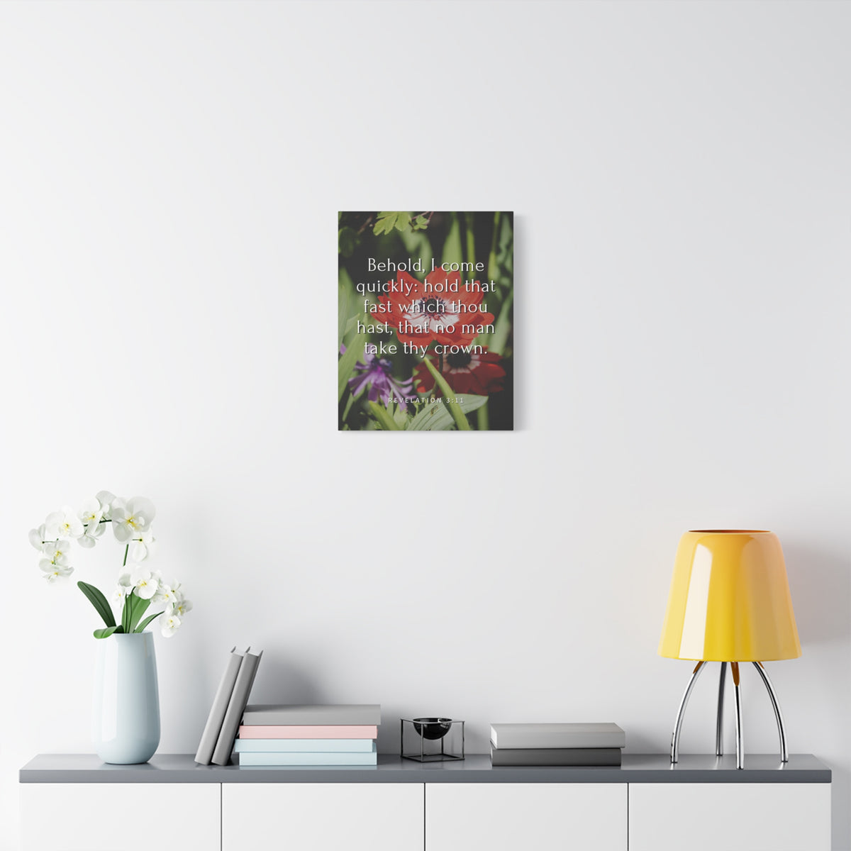 Scripture Canvas I Come Revelation 3:11 Christian Wall Art Bible Verse Print Ready to Hang