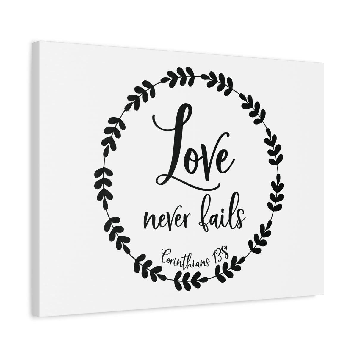 Scripture Canvas Love Never Fails Corinthians 13:8 Christian Wall Art Bible Verse Print Ready to Hang