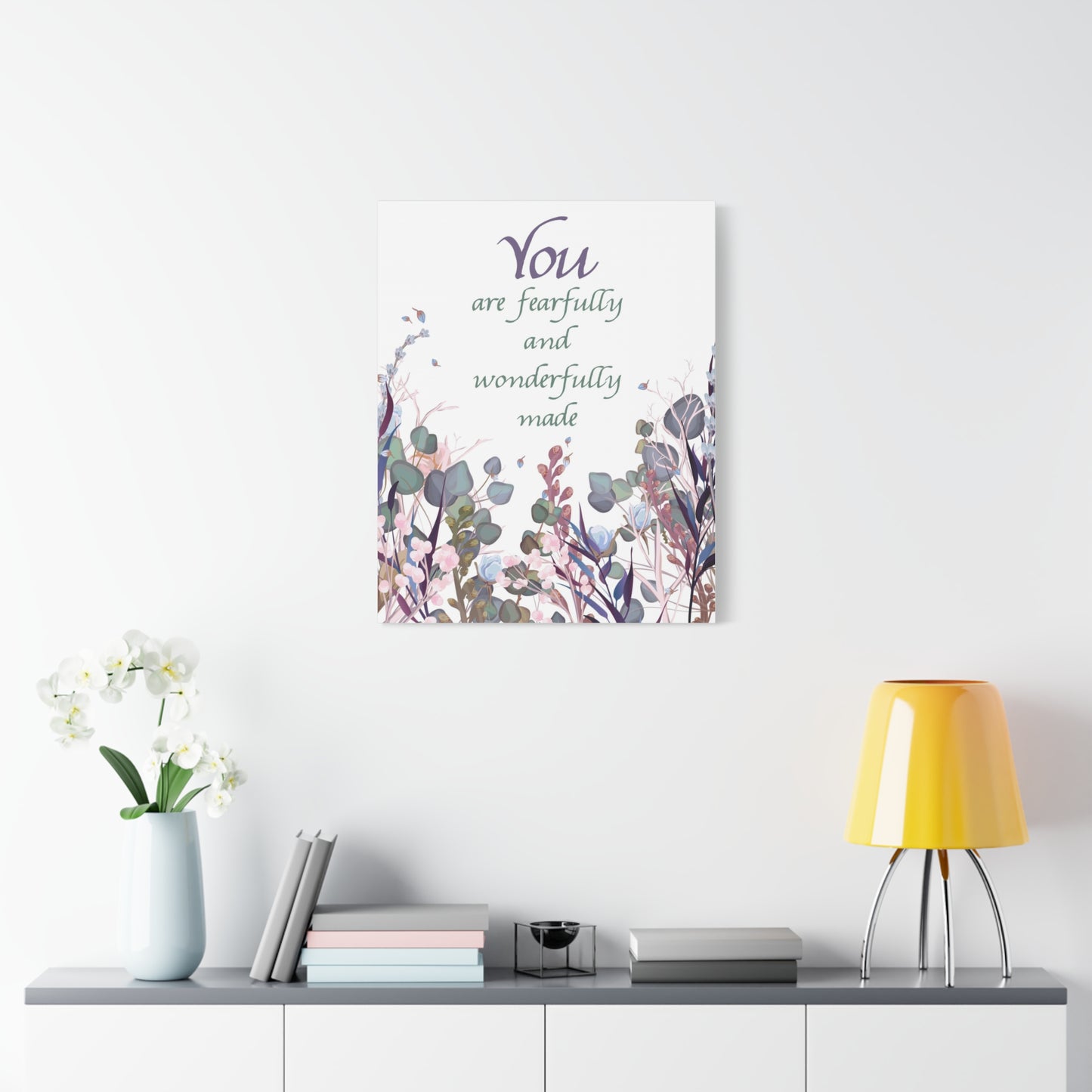 Scripture Canvas Wonderfully Made Psalm 139:14 Christian Wall Art Bible Verse Print Ready to Hang