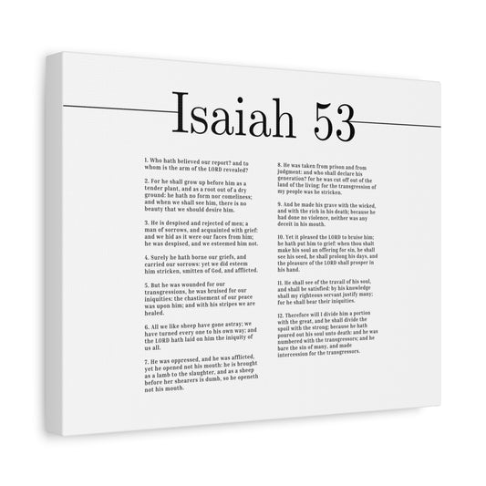 Scripture Canvas Prophecy Of Jesus White Isaiah 53 Christian Wall Art Bible Verse Print Ready to Hang