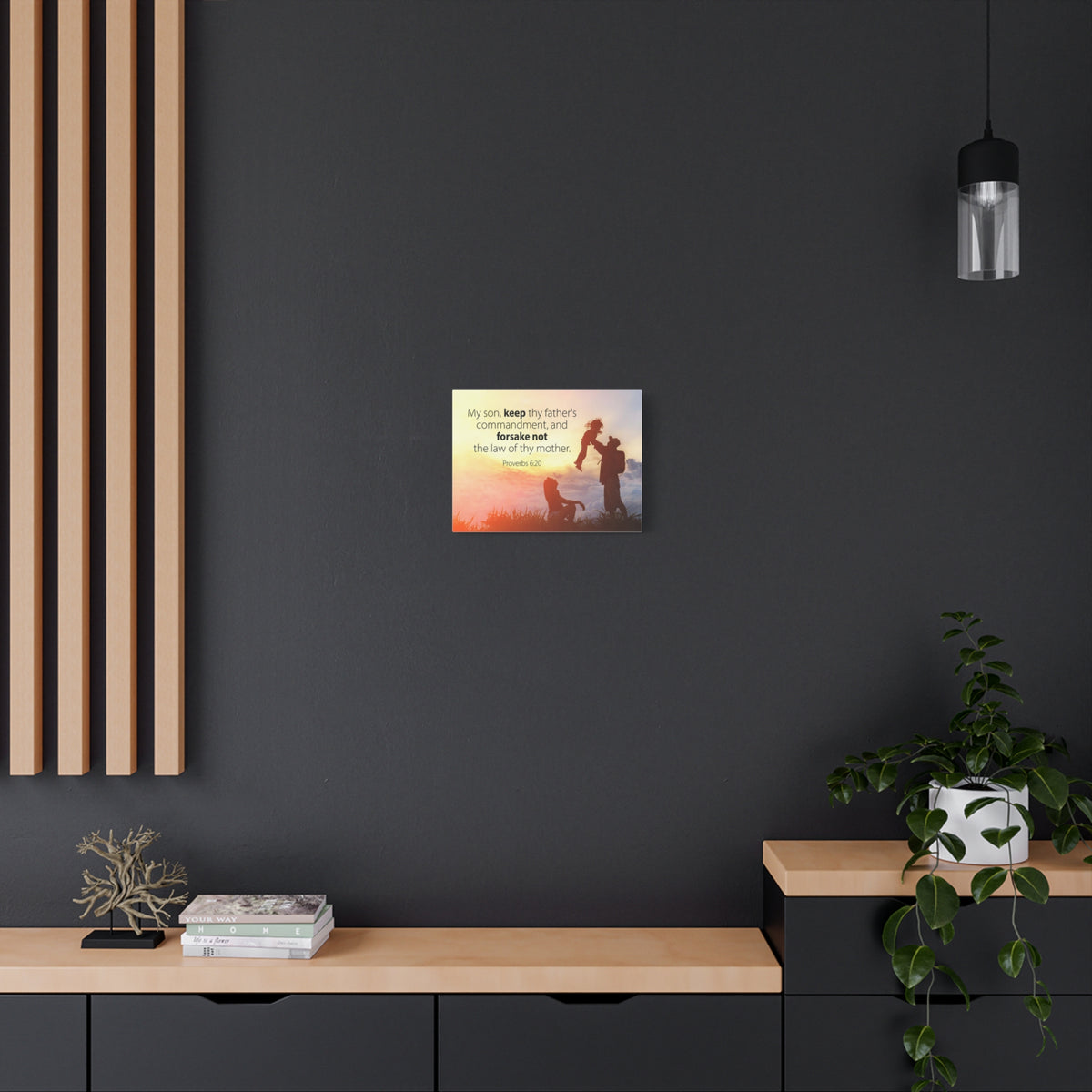 Scripture Canvas The Law of Thy Mother Proverbs 6:20 Christian Wall Art Bible Verse Print Ready to Hang