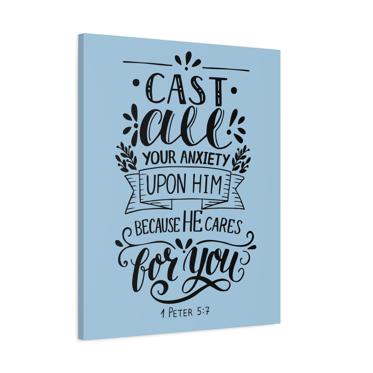 Scripture Canvas He Cares For You 1 Peter 5:7 Christian Wall Art Bible Verse Print Ready to Hang