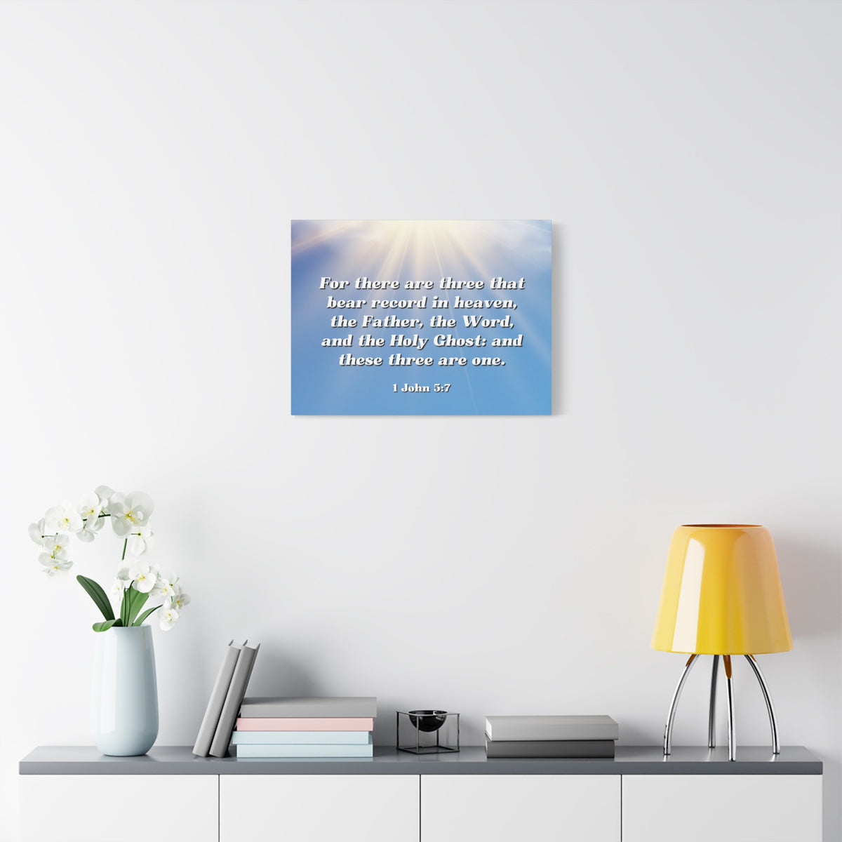 Scripture Canvas Three Are One 1 John 5:7 Christian Wall Art Bible Verse Print Ready to Hang