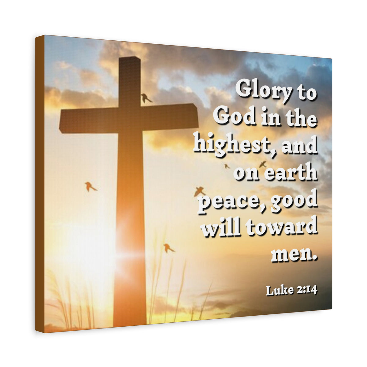 Scripture Canvas Glory To God Luke 2:14 Christian Wall Art Bible Verse Print Ready to Hang