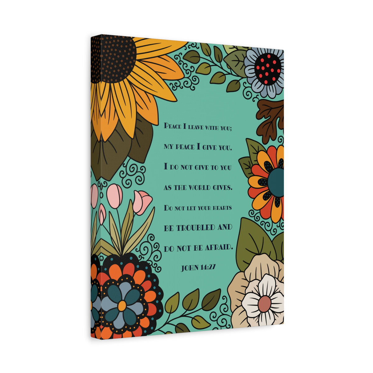 Scripture Canvas Peace I Live With You John 14:27 Christian Wall Art Bible Verse Print Ready to Hang