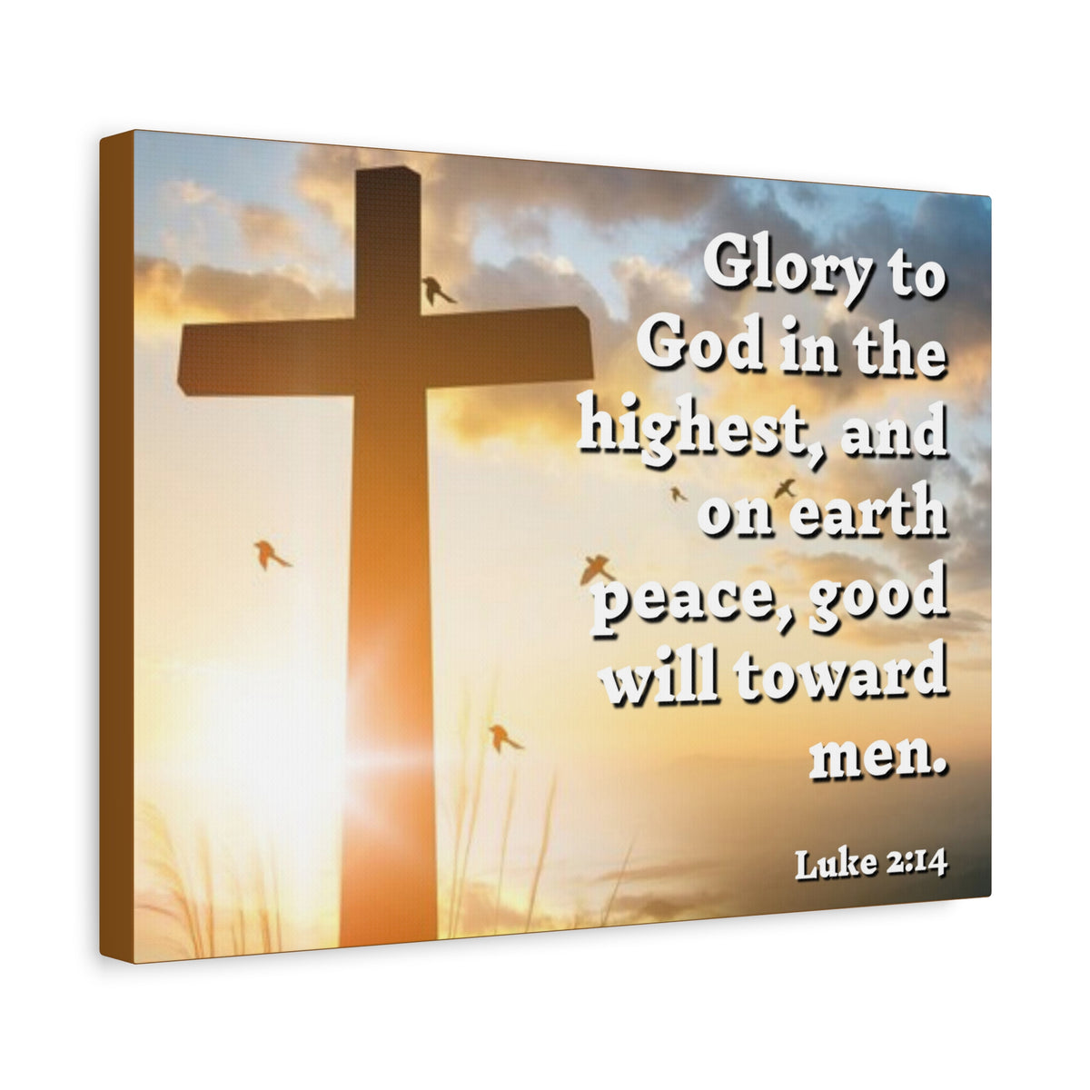 Scripture Canvas Glory To God Luke 2:14 Christian Wall Art Bible Verse Print Ready to Hang