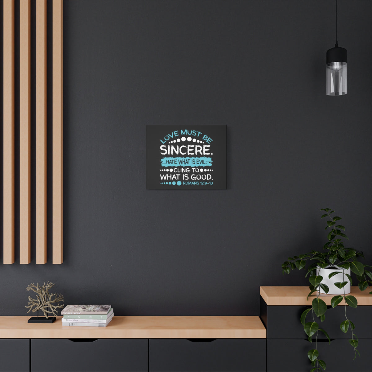 Scripture Canvas Love Must Be Sincere Romans 12:9-10 Christian Wall Art Bible Verse Print Ready to Hang
