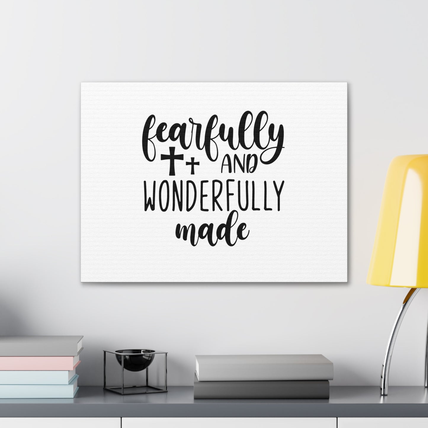 Wonderfully Made Psalm 139:14 Cross White Christian Wall Art Bible Verse Print Ready to Hang
