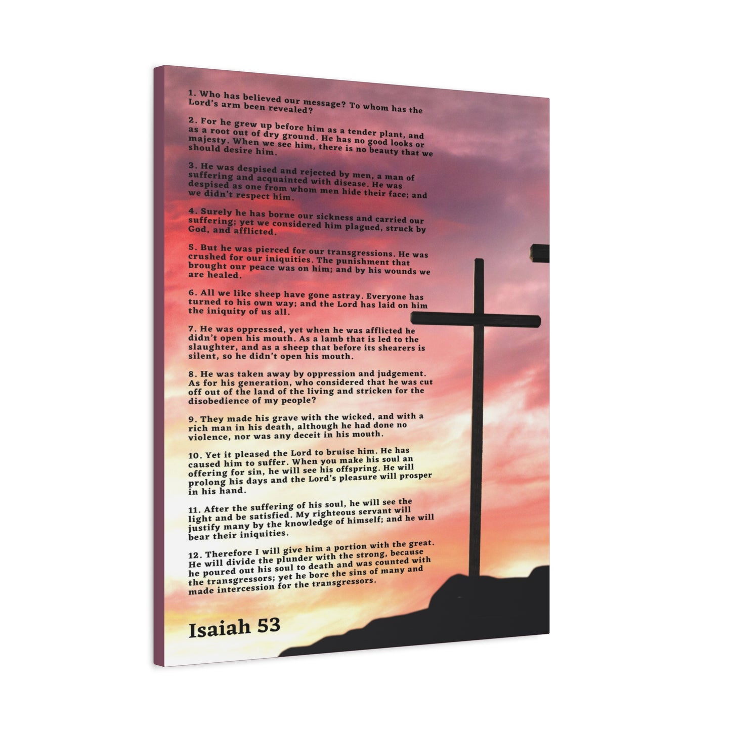 Scripture Canvas Prophecy Of Jesus Colored Isaiah 53 Christian Wall Art Bible Verse Print Ready to Hang