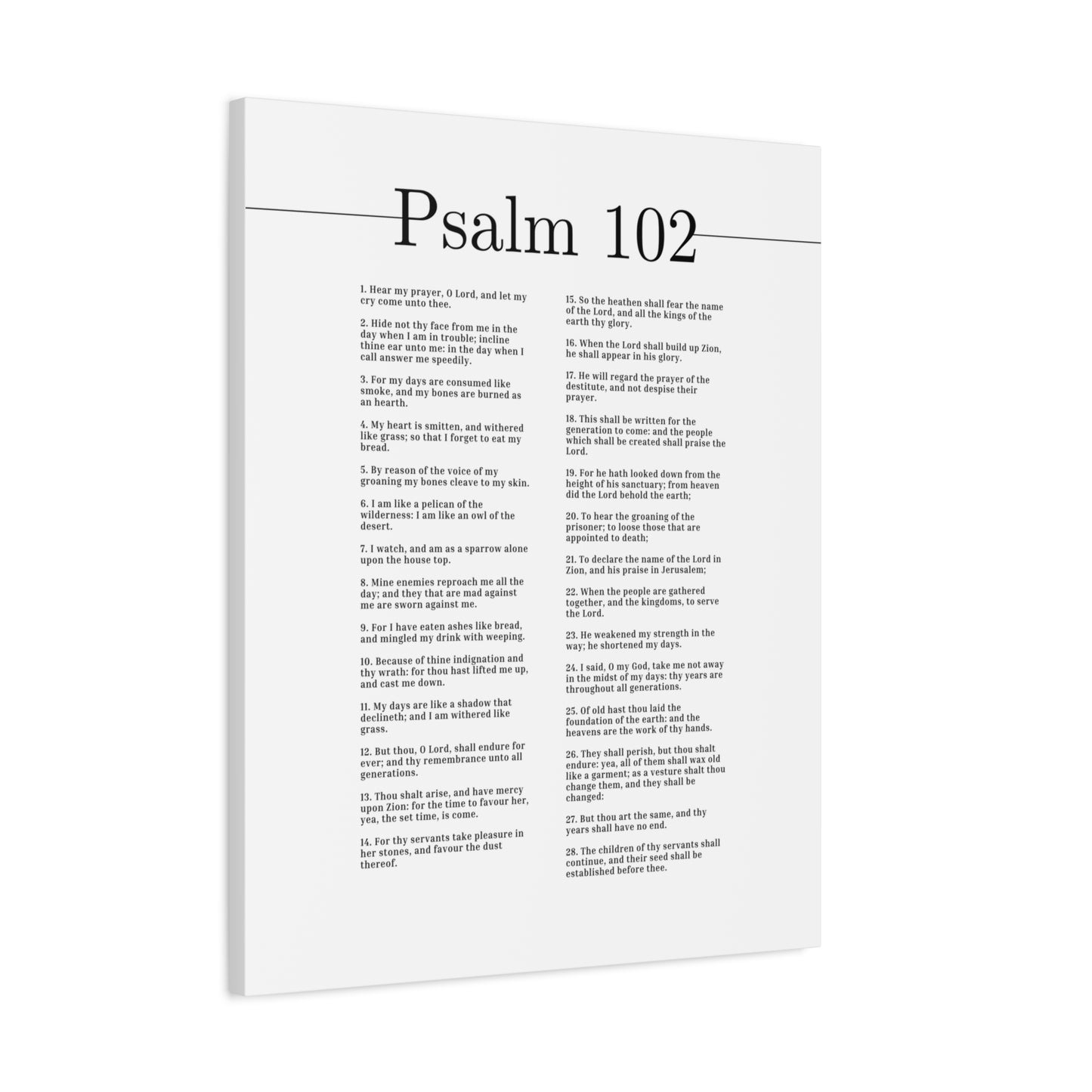 Scripture Canvas Hear My Prayer, O Lord Psalm 102 Christian Wall Art Bible Verse Print Ready to Hang