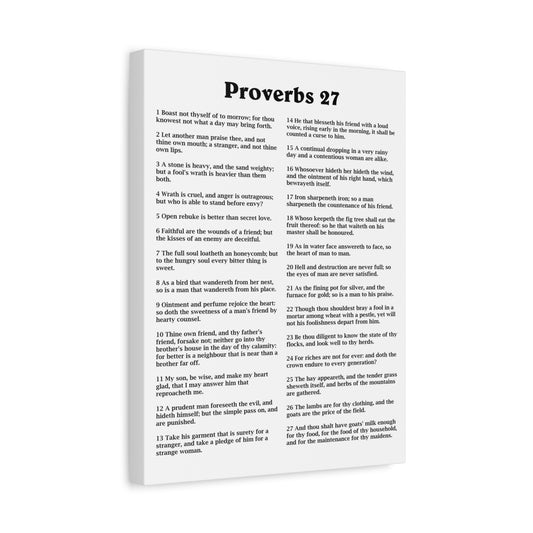 Scripture Walls Proverbs Chapter 27 White Bible Canvas Christian Wall Art Ready to Hang Unframed