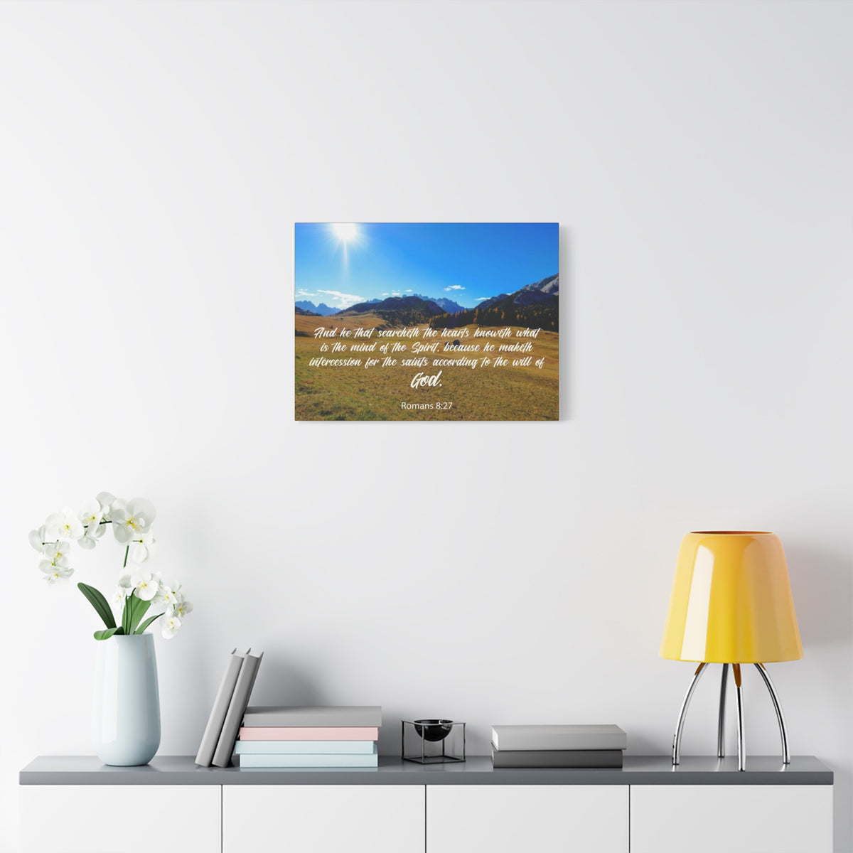 Scripture Canvas The Will of God Romans 8:27 Christian Wall Art Bible Verse Print Ready to Hang