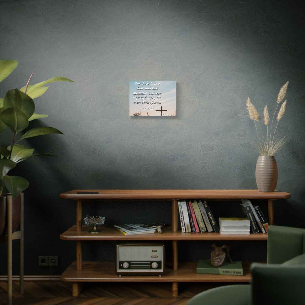 Scripture Canvas God And Men 1 Timothy 2:5 Christian Wall Art Bible Verse Print Ready to Hang